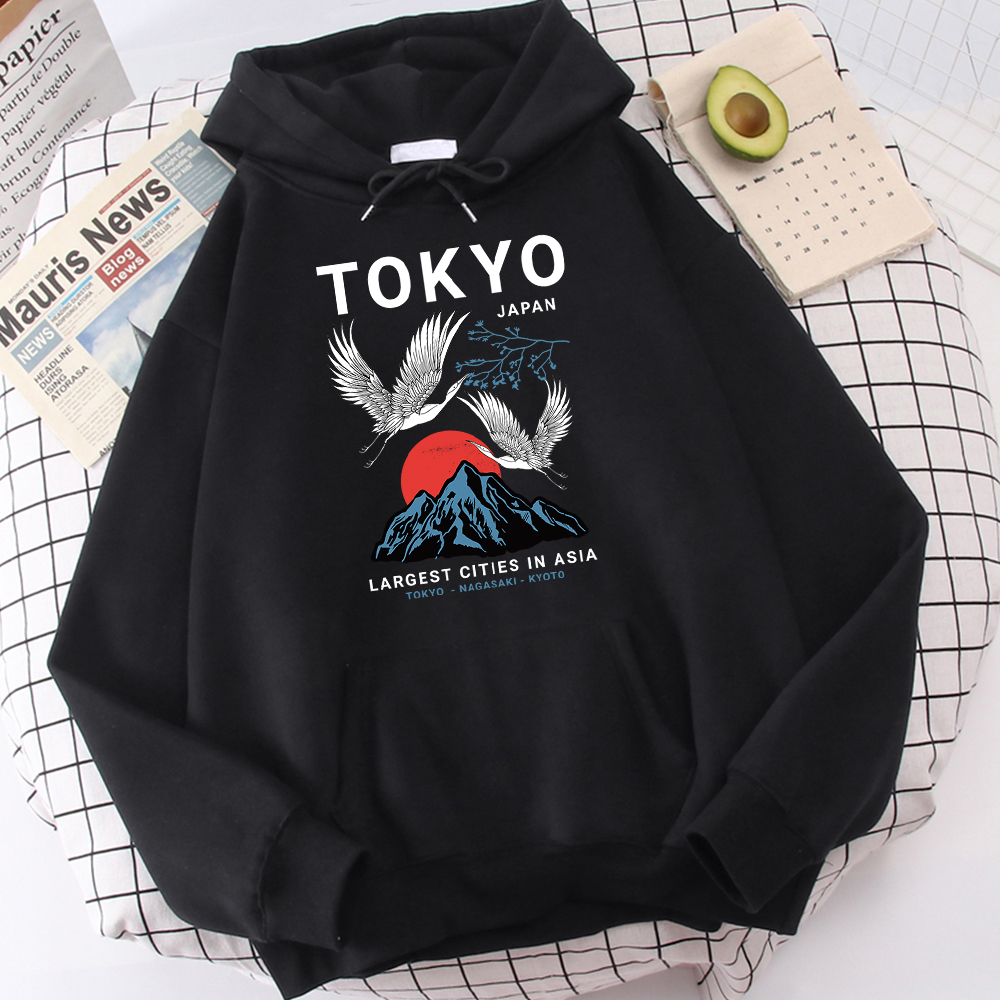 Street Fashion Kyoto - Tokyo Nagasaki Kyoto Crane Mountain Printed