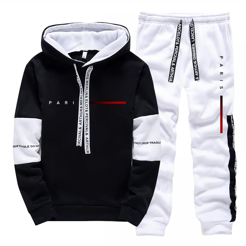 Street Fashion In Paris - Paris Fashion Hoodie Streetwear Men's Set