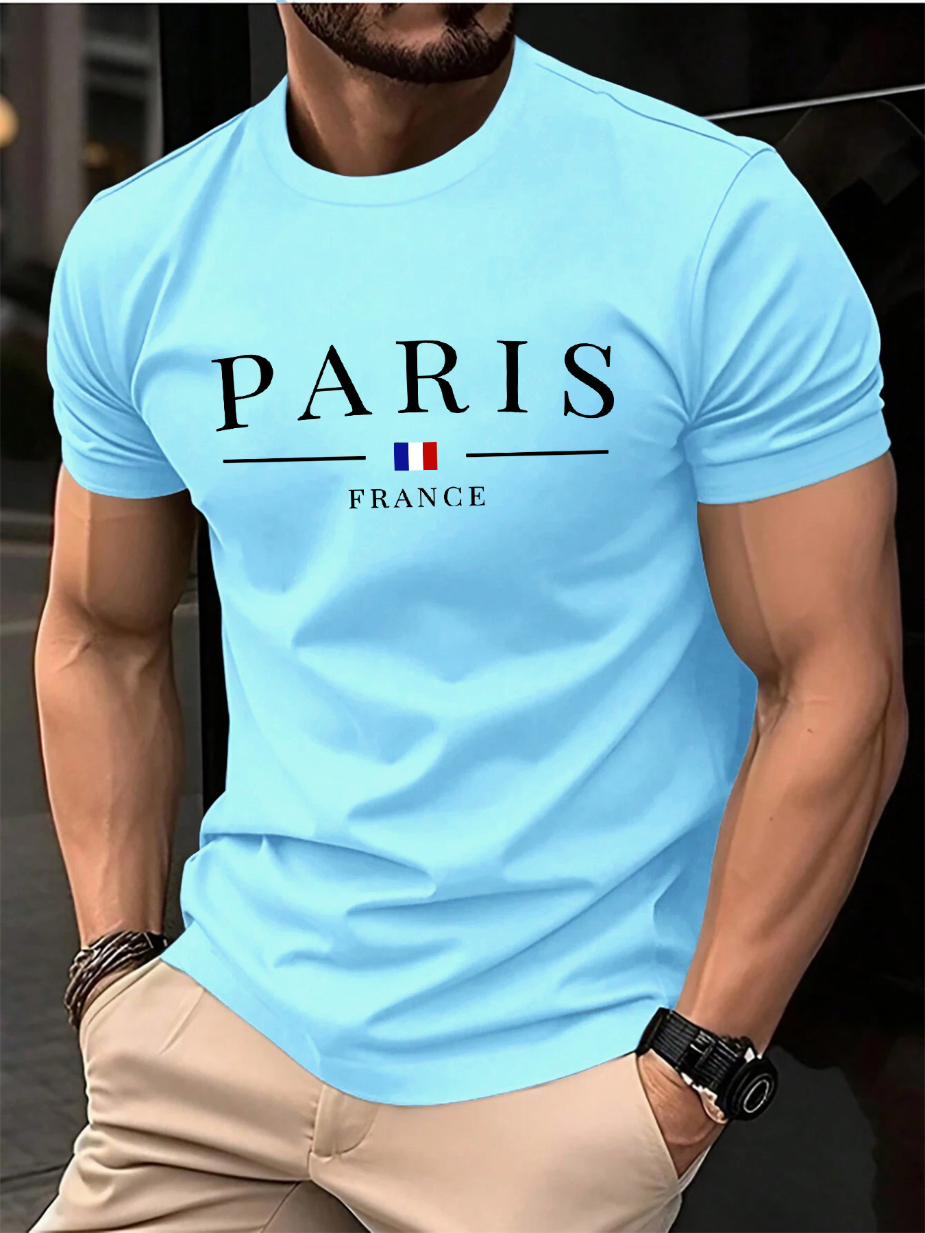 Street Fashion In Paris - Summer men's 100% pure cotton casual