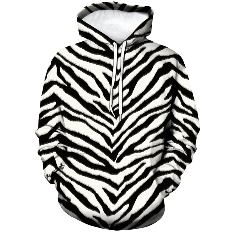 Men's Fashion Leopard Zebra 3D - Graphic Hoodie Streetwear ulasan dan harga