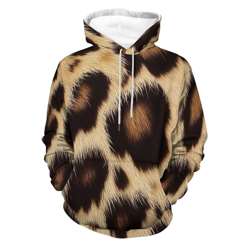 Men's Fashion Leopard Zebra 3D - Graphic Hoodie Streetwear ulasan dan harga