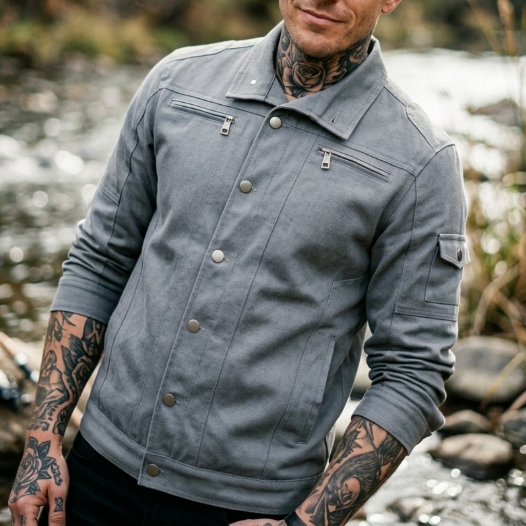 Biker Style Denim Jacket Men's - Street Fashion Jacket ulasan dan harga
