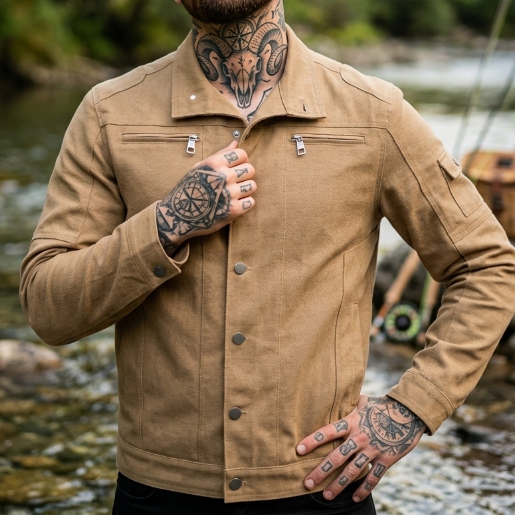Biker Style Denim Jacket Men's - Street Fashion Jacket ulasan dan harga