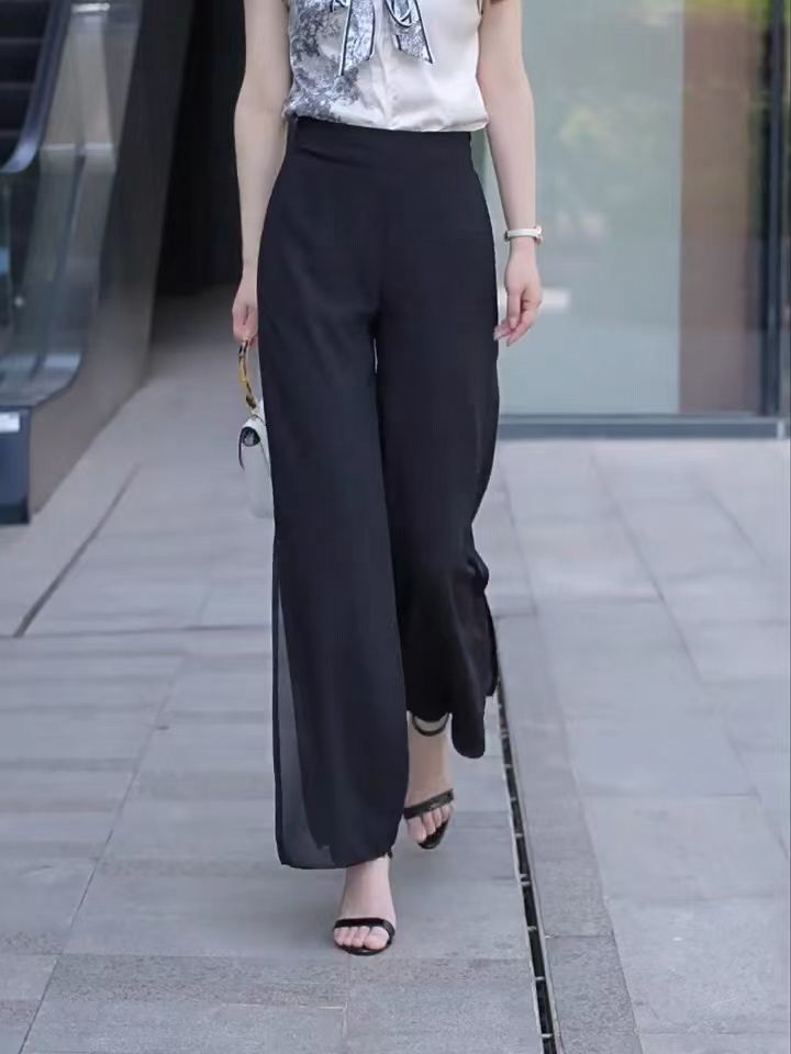 High Slit Solid Black Loose Yo - Fashion Street Yoga ulasan dan harga