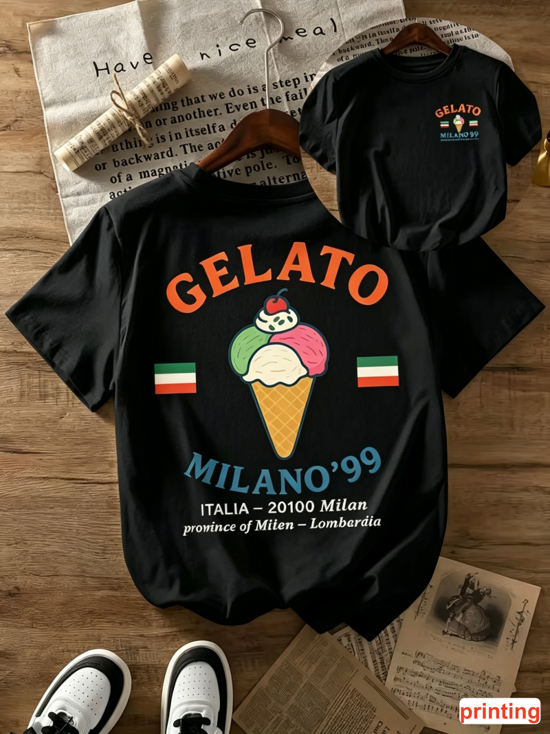 GELATO MILANO '99 Print T-shir - Street Fashion Milano ulasan dan harga