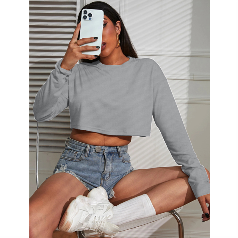 Women Crop Top T-Shirts Solid  - Fashion Street Yoga ulasan dan harga