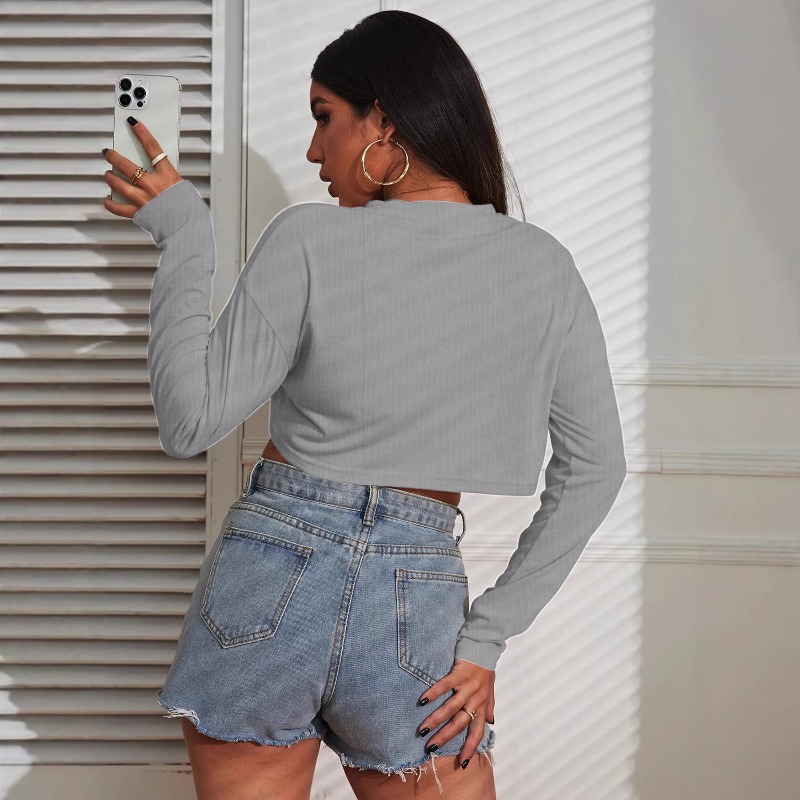 Women Crop Top T-Shirts Solid  - Fashion Street Yoga ulasan dan harga
