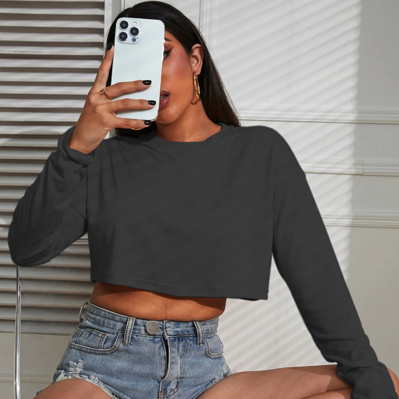Women Crop Top T-Shirts Solid  - Fashion Street Yoga ulasan dan harga