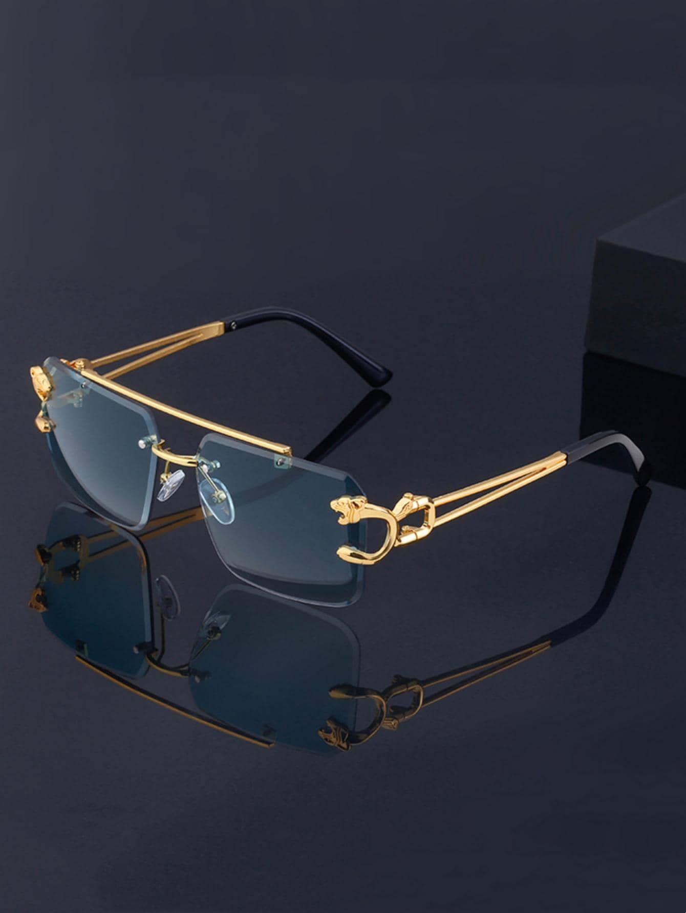 1pair Men Rimless Fashion Glas - Street Fashion Jacket ulasan dan harga