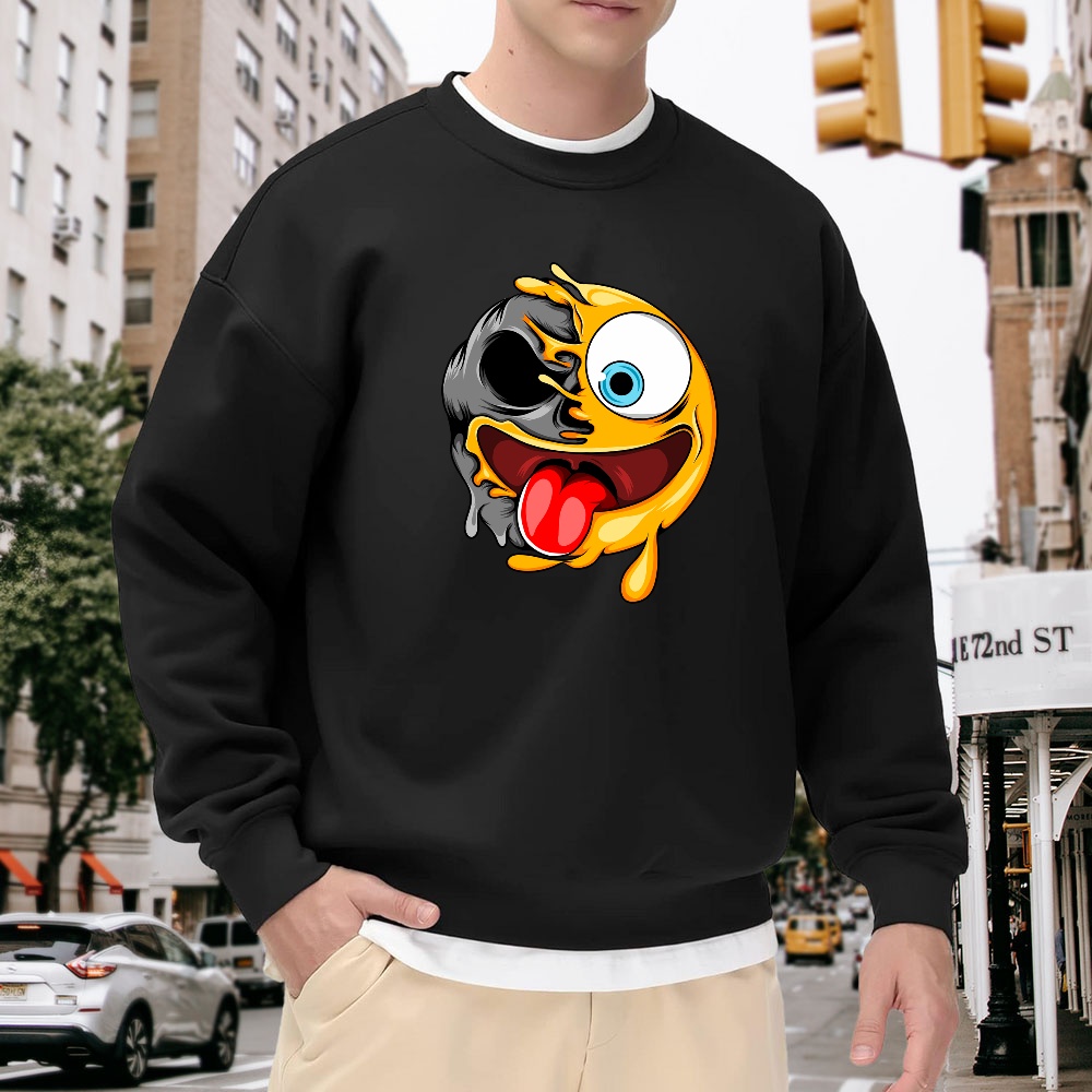 Men's Black Crew Neck Sweatshi - Quirky Street Fashion ulasan dan harga