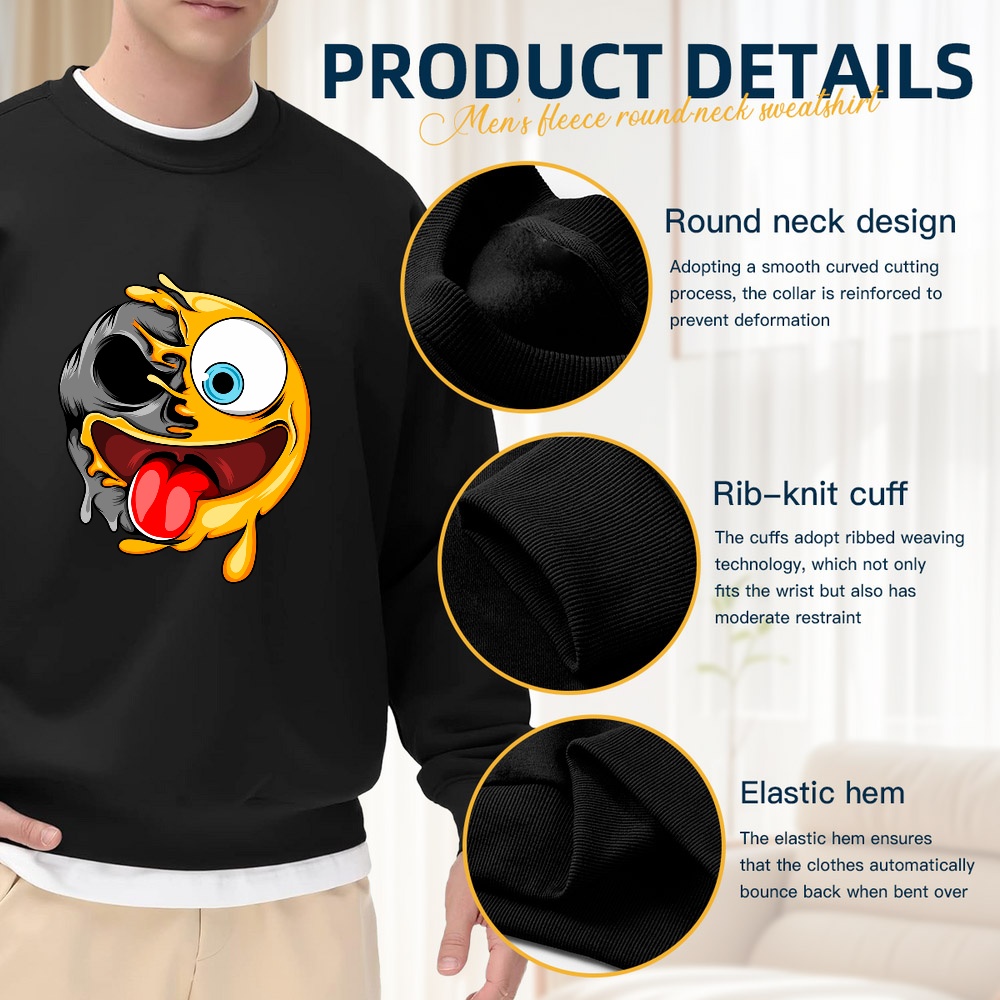 Men's Black Crew Neck Sweatshi - Quirky Street Fashion ulasan dan harga