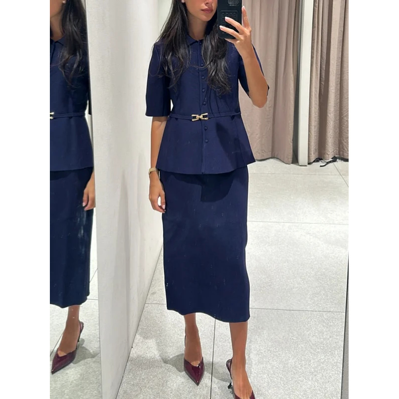 Women's Knitted 2-Piece Set Mi - Street Fashion Jacket ulasan dan harga