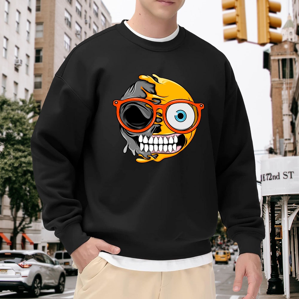 Men's Black Loose-Fitting Crew - Quirky Street Fashion ulasan dan harga