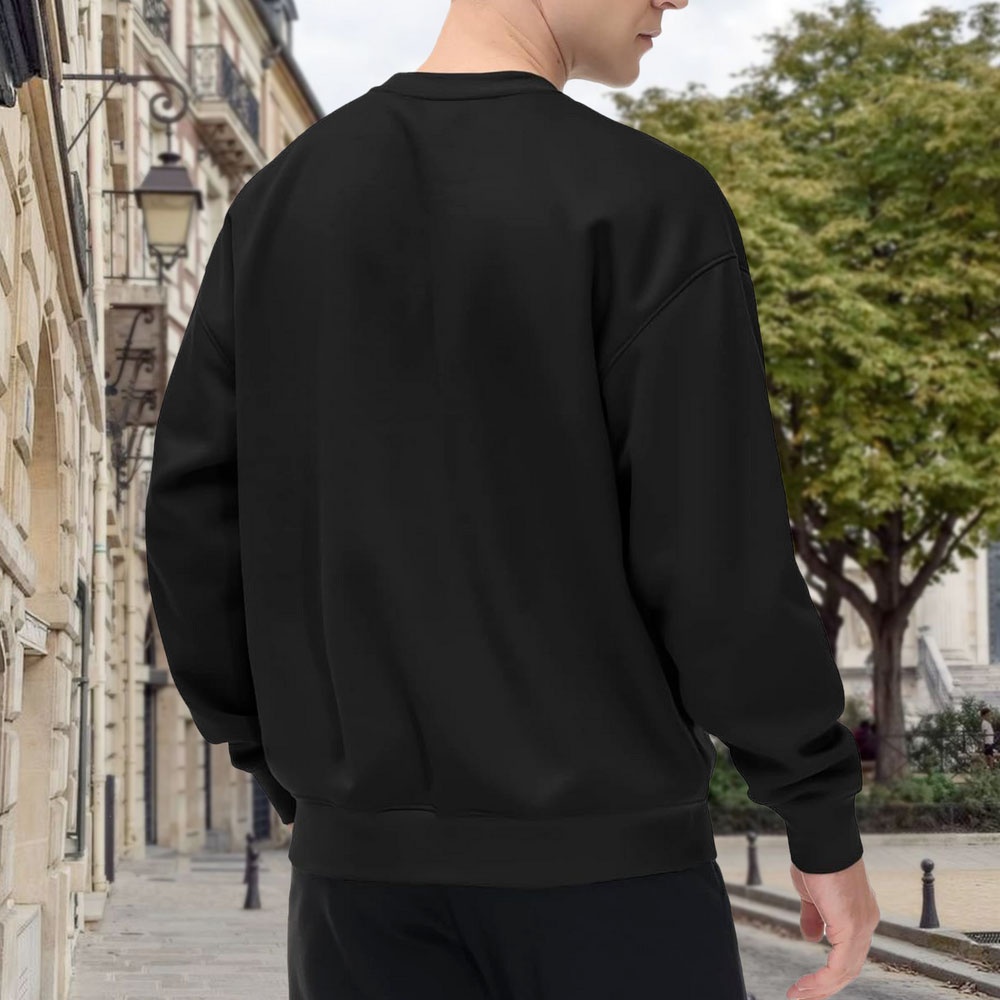 Men's Black Loose-Fitting Crew - Quirky Street Fashion ulasan dan harga