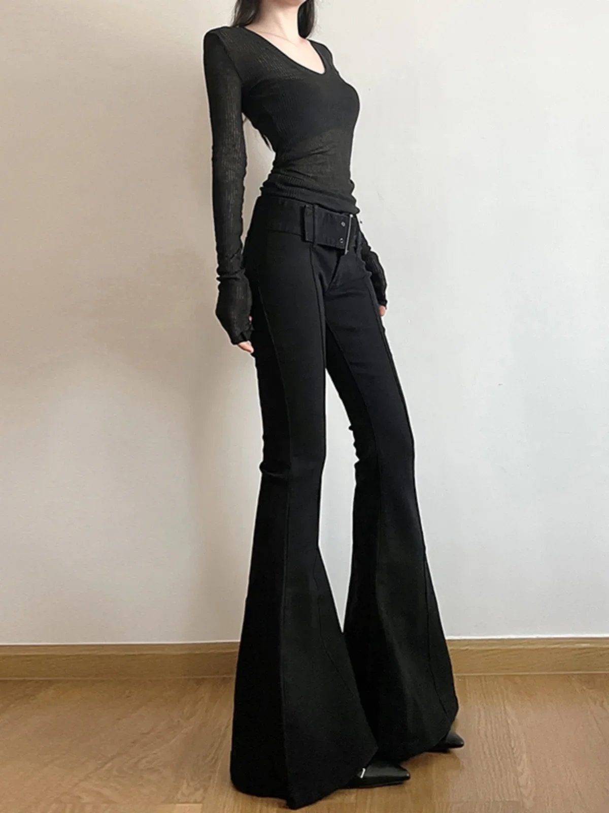 Women's Black Flared Pants Ret - Fashion Street Yoga ulasan dan harga