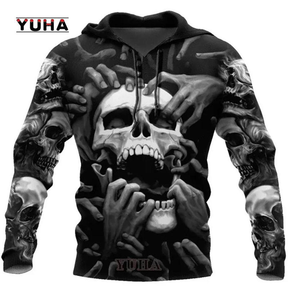 3D Printed Skull Graphics Men' - Graphic Hoodie Streetwear ulasan dan harga