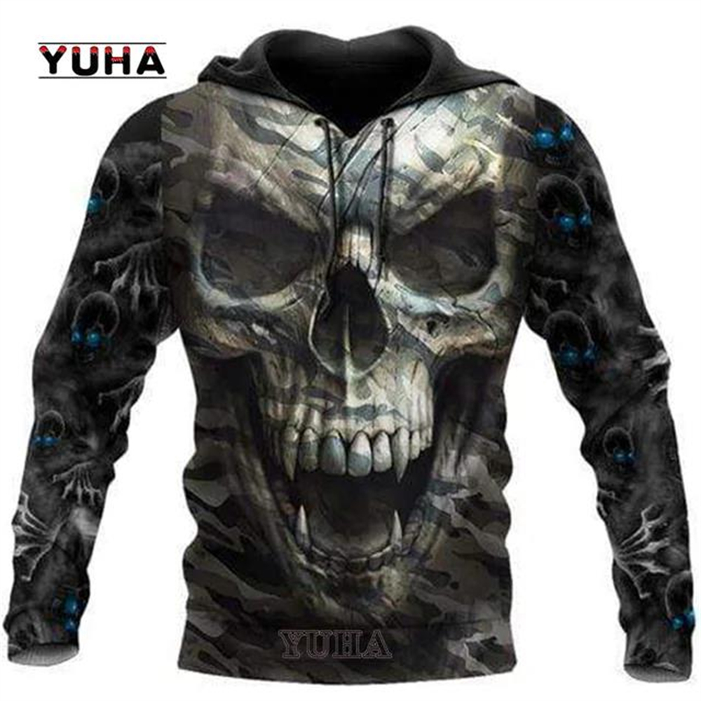 3D Printed Skull Graphics Men' - Graphic Hoodie Streetwear ulasan dan harga