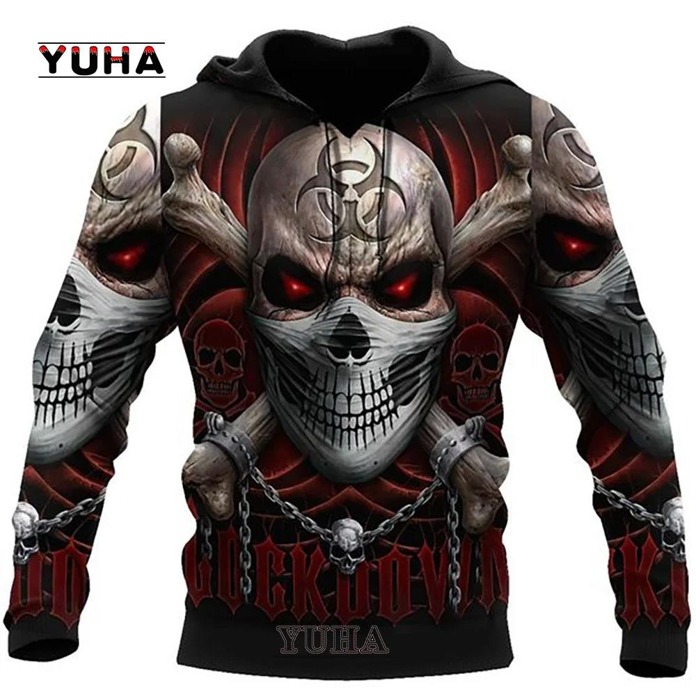 3D Printed Skull Graphics Men' - Graphic Hoodie Streetwear ulasan dan harga