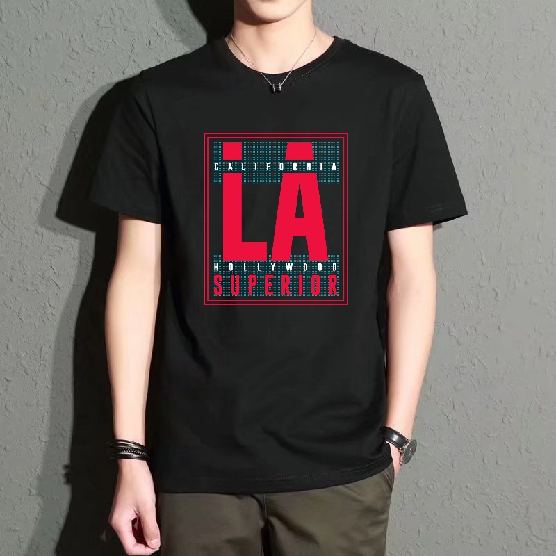 Men's Black Round-Neck Short-S - Street Fashion Los Angeles ulasan dan harga