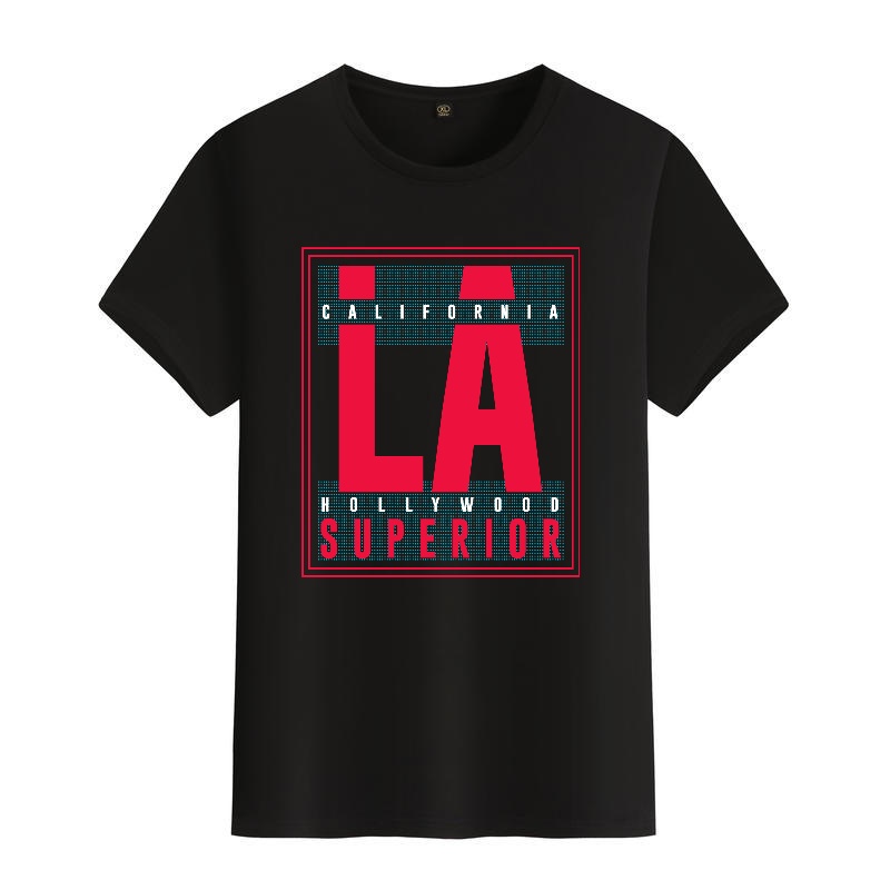 Men's Black Round-Neck Short-S - Street Fashion Los Angeles ulasan dan harga