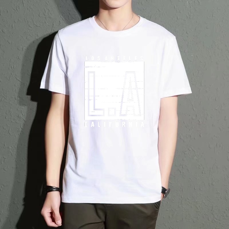 Men's Black Round-Neck Short-S - Street Fashion Los Angeles ulasan dan harga