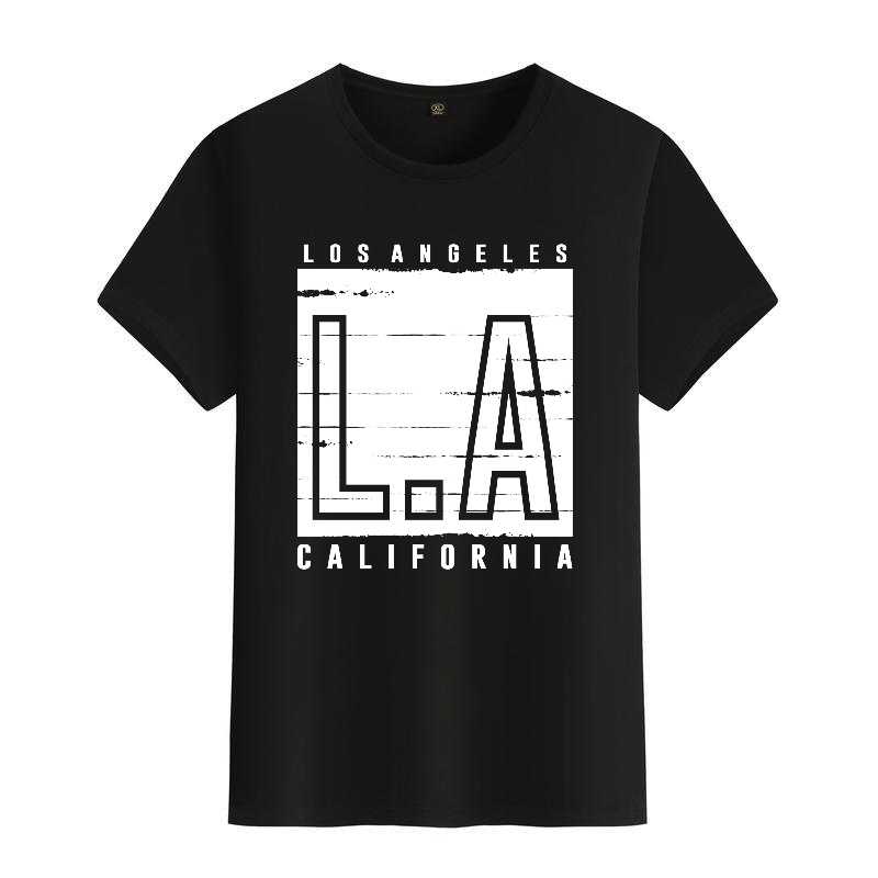 Men's Black Round-Neck Short-S - Street Fashion Los Angeles ulasan dan harga