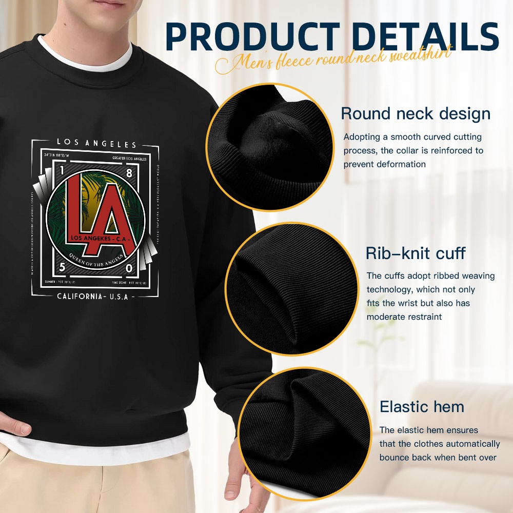 Men's Black Crew Neck Pullover - Street Fashion Los Angeles ulasan dan harga