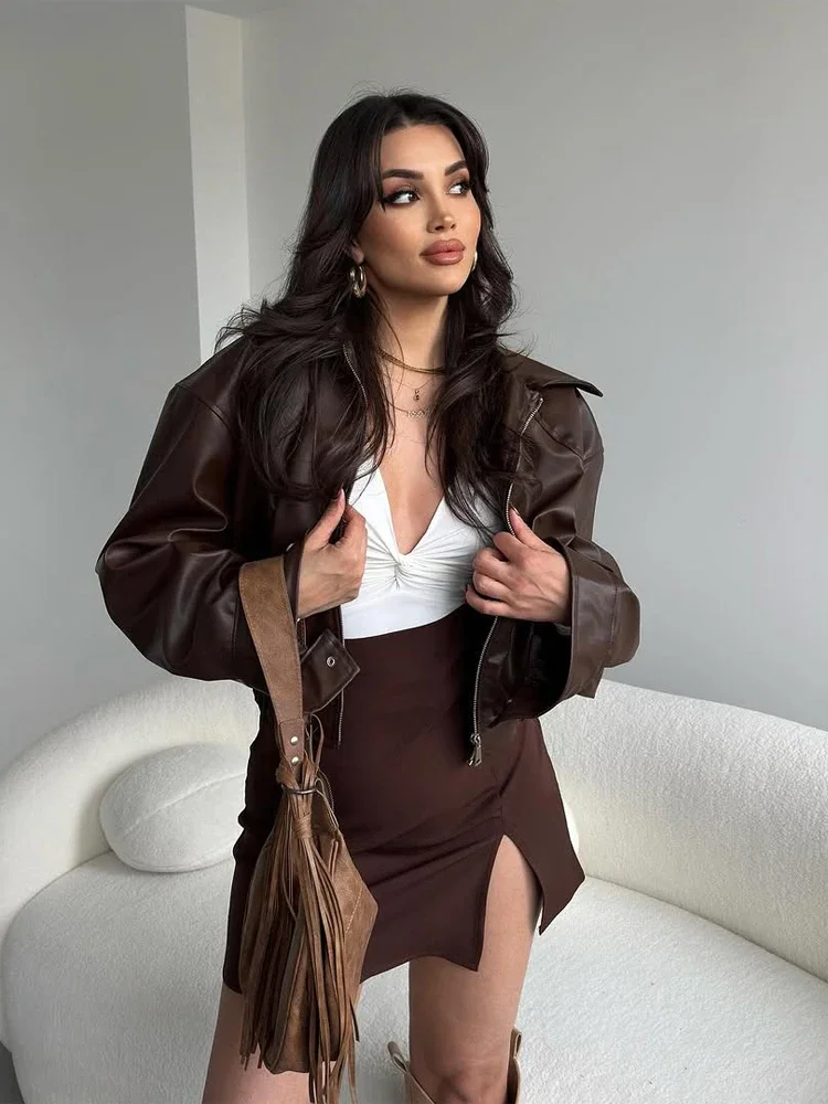 Women Fashion  Brown Bomber Cr - Street Fashion Jacket ulasan dan harga