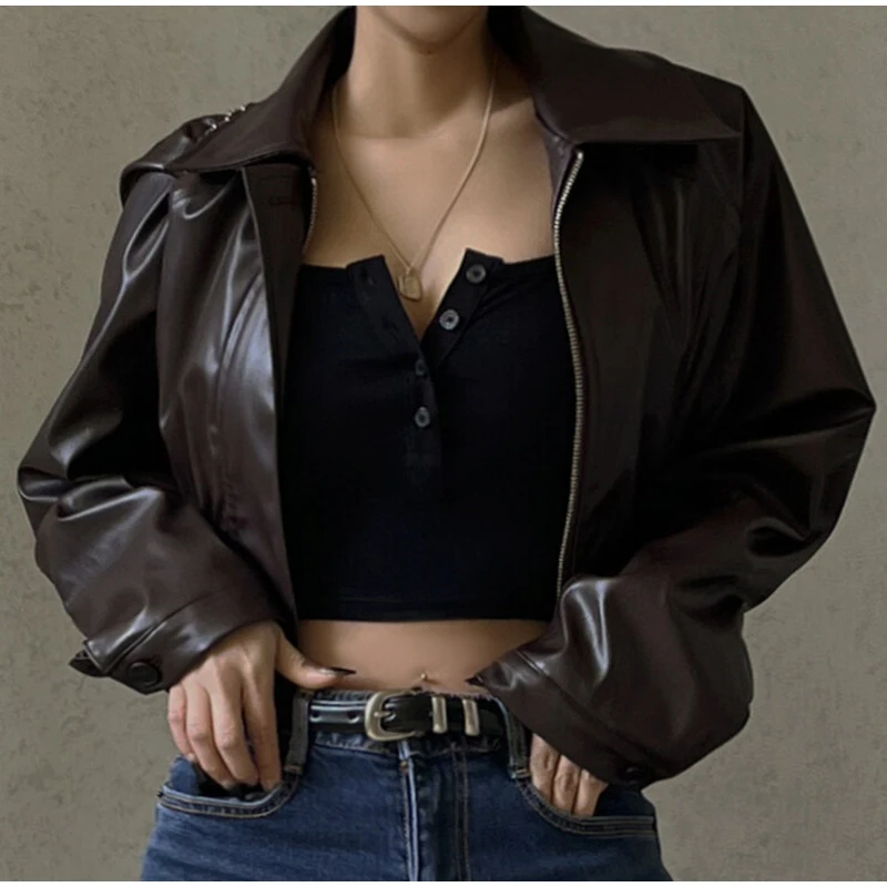 Women Fashion  Brown Bomber Cr - Street Fashion Jacket ulasan dan harga