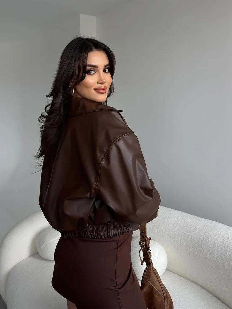 Women Fashion  Brown Bomber Cr - Street Fashion Jacket ulasan dan harga