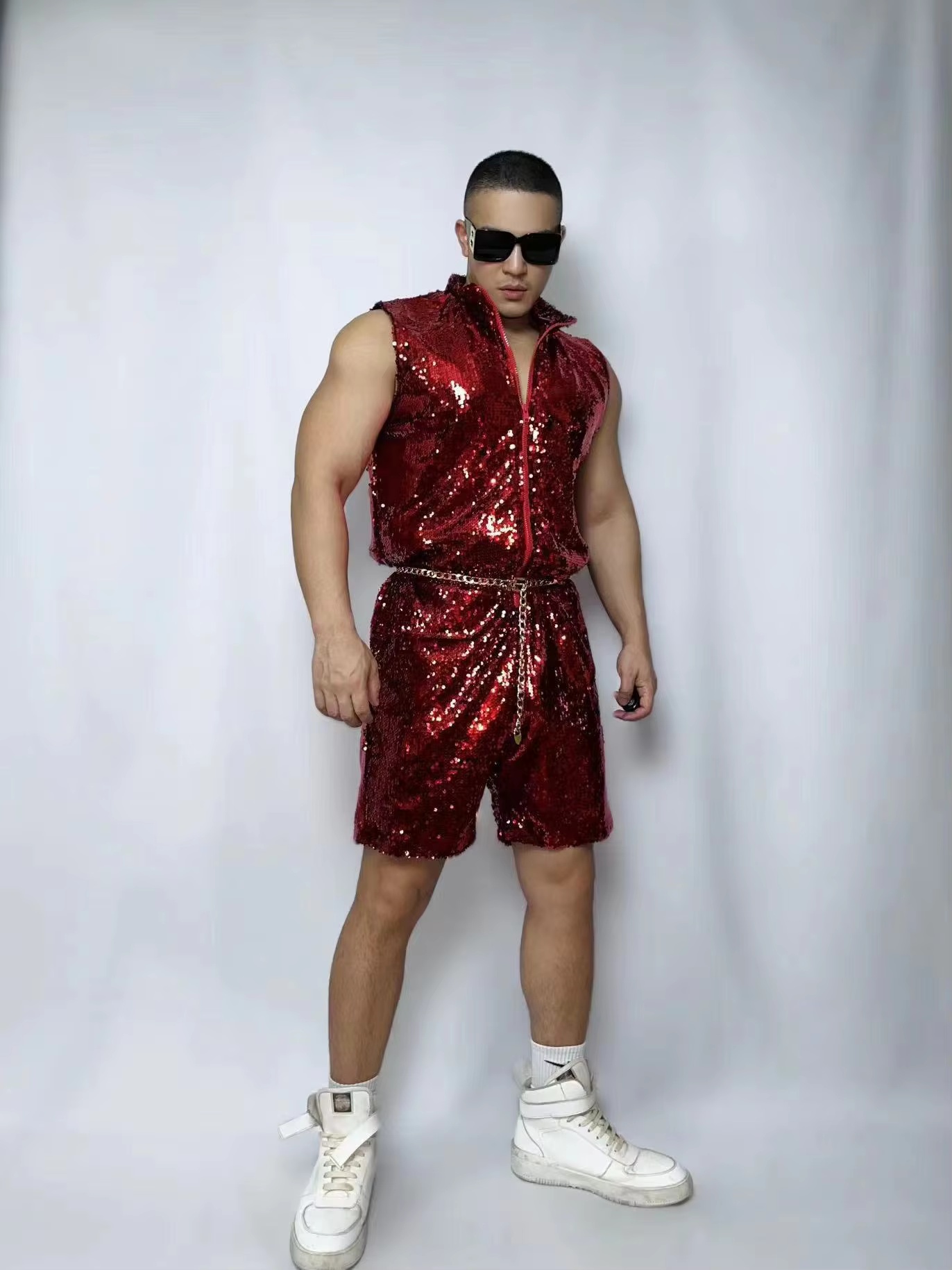 Fashion Red Glitter Sequins Ju - Street Fashion Show ulasan dan harga